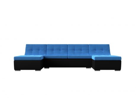 П-образный модульный диван Монреаль MebelVia Голубой, Черный, Велюр