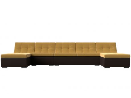 П-образный модульный диван Монреаль Long MebelVia Желтый, Коричневый