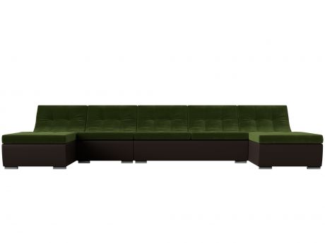 П-образный модульный диван Монреаль Long MebelVia Зеленый, Коричневый