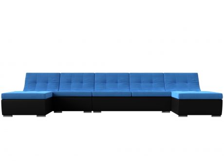 П-образный модульный диван Монреаль Long MebelVia Голубой, Черный