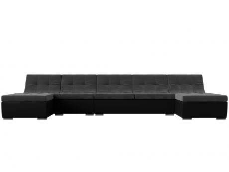 П-образный модульный диван Монреаль Long MebelVia Серый, Черный, Велюр
