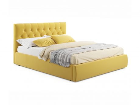 Мягкая кровать Verona 1600 желтая с подъемным механизмом желтый