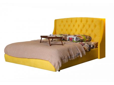 Мягкая кровать "Stefani" 1800 желтая с ортопед. основанием с