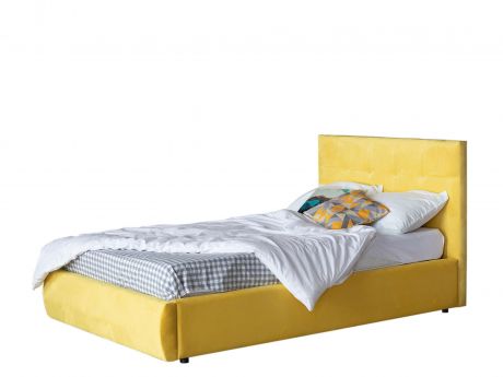 Мягкая кровать Selesta 1200 желтая с подъемным механизмом с матрасом
