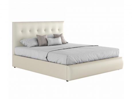 Мягкая белая интерьерная кровать "Селеста" с подъемным