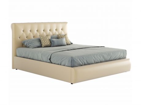 Бежевая двуспальная кровать "Амели" 1400 с мягкой спинкой