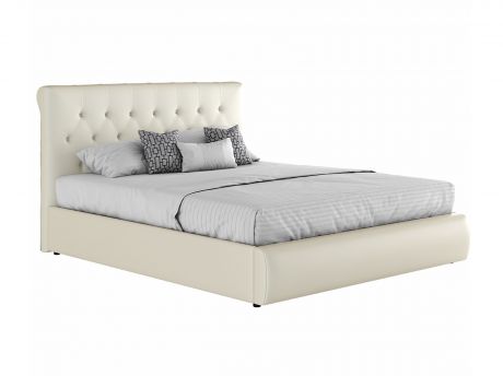 Мягкая двуспальная кровать "Амели" 1600 белая с