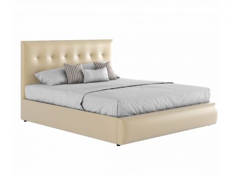 Мягкая бежевая двуспальная кровать "Селеста" 1600 с