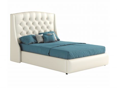 Мягкая белая двуспальная кровать "Стефани" 1400 с