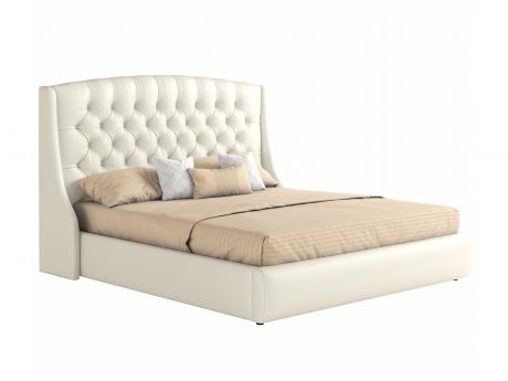Мягкая двуспальная кровать "Стефани" 1600 белая с