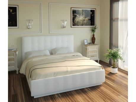 Кровать с подъемным механизмом Лорена 140х200, белый без страз