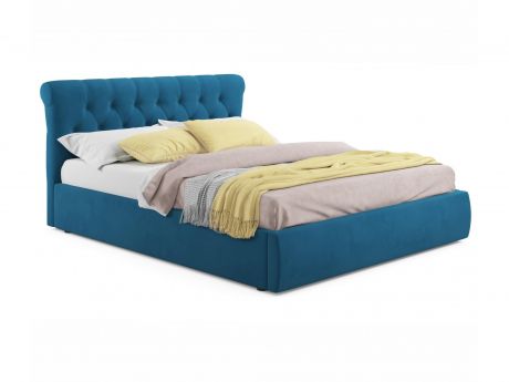 Мягкая кровать Ameli 1800 синяя с подъемным механизмом синий, Синий