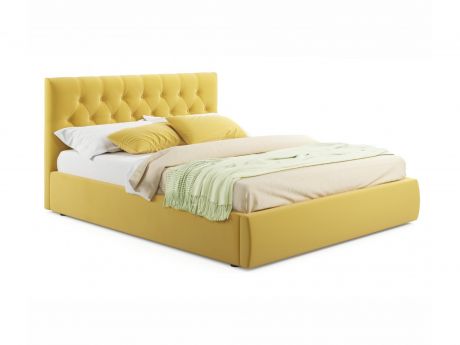 Мягкая кровать Verona 1400 желтая с подъемным механизмом желтый