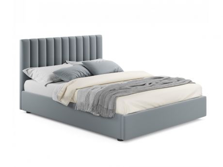 Мягкая кровать Olivia 1600 серая с подъемным механизмом серый, Серый