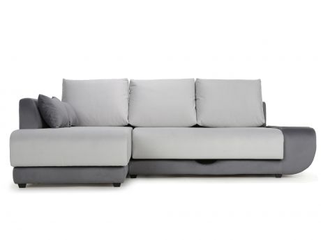 Угловой диван Поло Lux (Нью-Йорк) Левый MebelVia Серый, Микровелюр, ЛДСП