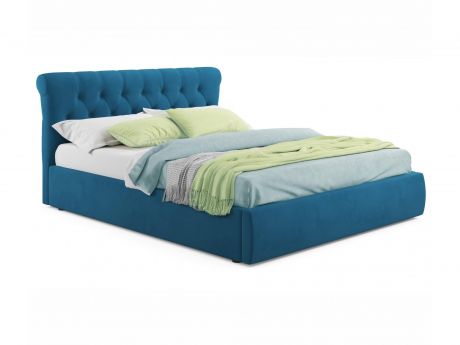 Мягкая кровать Ameli 1600 синяя с подъемным механизмом синий, Синий