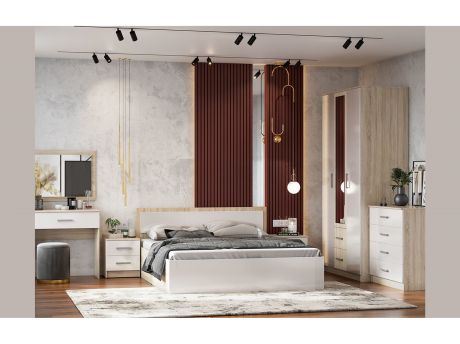 Модульная спальня Мартина, композиция 2 (Белый глянец, Дуб Сонома)