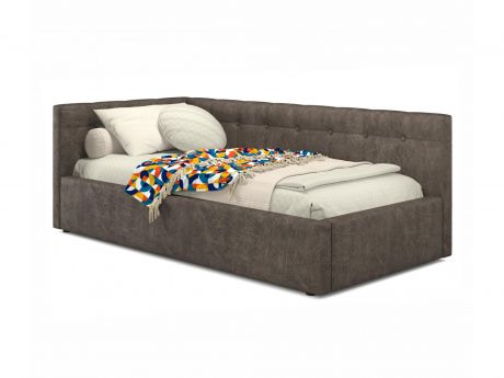 Односпальная кровать-тахта Bonna 900 кожа брауни с подъемным