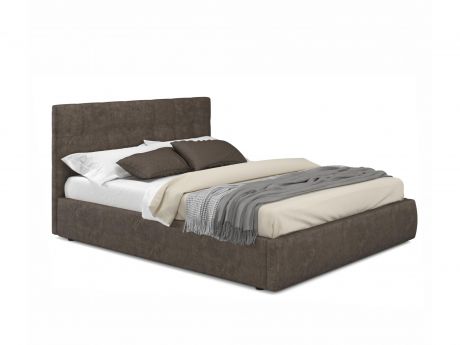 Мягкая кровать Selesta 1600 кожа брауни с подъемным механизмом брауни