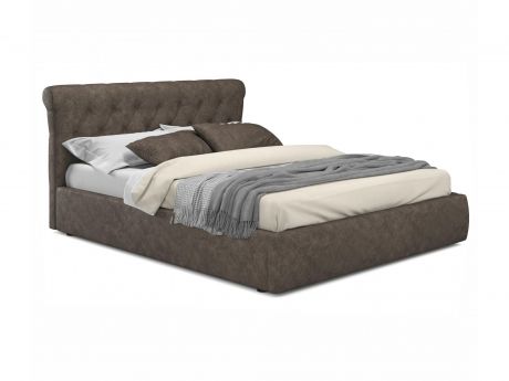 Мягкая кровать Ameli 1600 кожа брауни с подъемным механизмом брауни