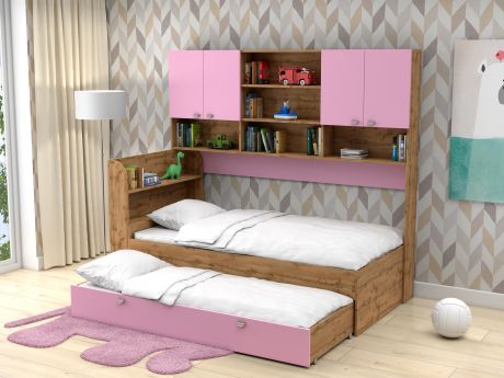 Двухъярусная кровать Golden Kids 8 (80х190/75х185) Розовый, Бежевый, ЛДСП
