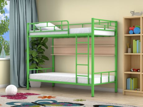 Двухъярусная кровать Ницца (90х190) Дуб молочный, , Бежевый, Зеленый