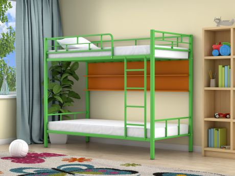 Двухъярусная кровать Ницца (90х190) Оранжевый, , Зеленый, ЛДСП, Метал
