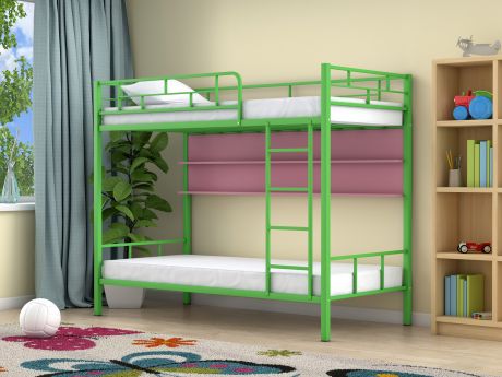 Двухъярусная кровать Ницца (90х190) Розовый, , Зеленый, ЛДСП, Металл