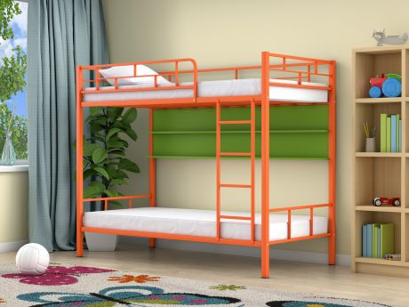 Двухъярусная кровать Ницца (90х190) Зеленый, , Оранжевый, ЛДСП, Метал