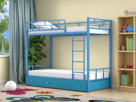Двухъярусная кровать Ницца (90х190) Голубой, , ЛДСП, Металл