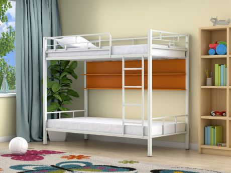 Двухъярусная кровать Ницца (90х190) Оранжевый, , Белый, ЛДСП, Металл