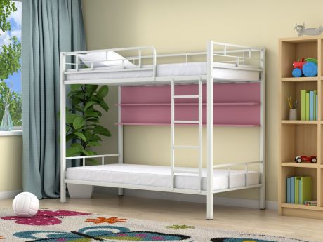 Двухъярусная кровать Ницца (90х190) Розовый, , Белый, ЛДСП, Металл