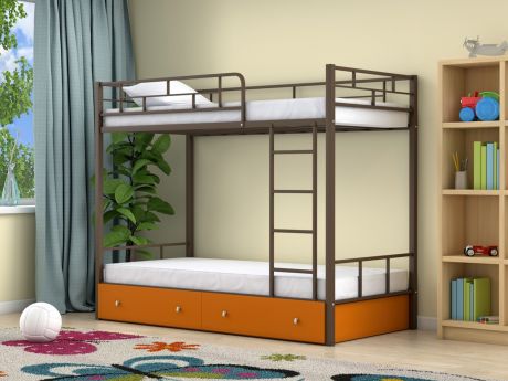 Двухъярусная кровать Ницца (90х190) Оранжевый, , Коричневый, ЛДСП, Ме