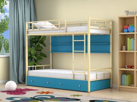 Двухъярусная кровать Ницца (90х190) Голубой, , Белый, ЛДСП, Металл