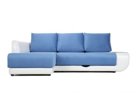 Угловой диван Поло Lux (Нью-Йорк) Левый MebelVia Белый, Синий