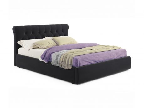 Мягкая кровать Ameli 1400 темная с подъемным механизмом с матрасом PROMO