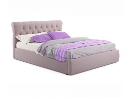 Мягкая кровать Ameli 1600 лиловая с подъемным механизмом с матрасом