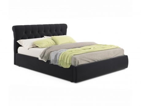 Мягкая кровать Ameli 1600 темная с подъемным механизмом с матрасом PROMO