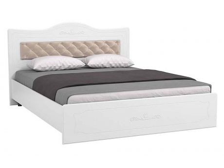Кровать 1600 с мягким элементом Италия ИТ-9 + ИТ-9А белое дерево Белое