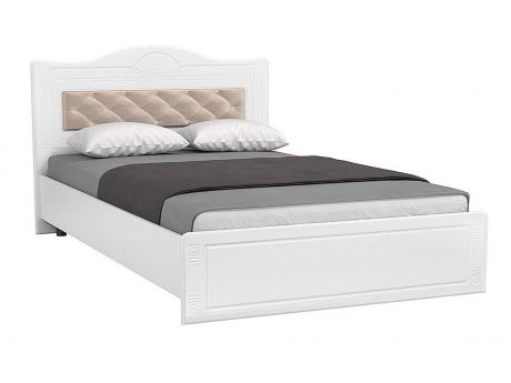 Кровать 1400 с мягким элементом Афина АФ-8 + АФ-8А белое дерево Белое