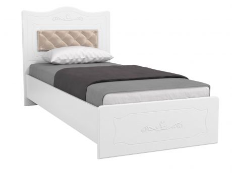 Кровать 900 с настилом и мягким элементом Италия ИТ-10 + ИТ-10А белое