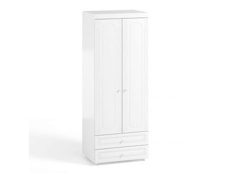 Шкаф 2-х дверный с ящиками (гл.560) Афина АФ-49 белое дерево Белое
