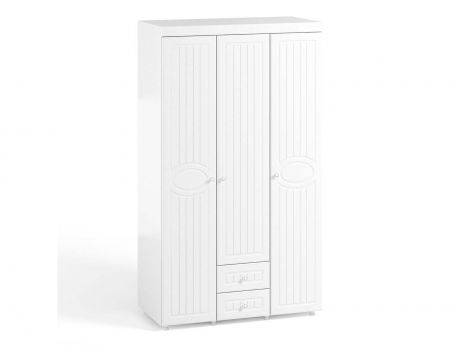 Шкаф 3-х дверный с ящиками Монако МН-56 белое дерево Белое дерево