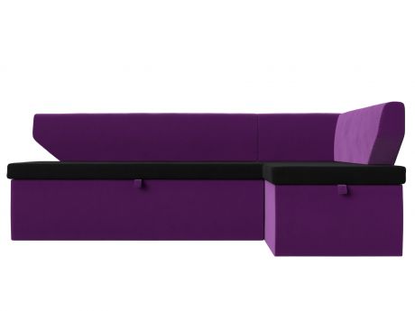 Кухонный угловой диван Омура Правый Черный, Фиолетовый, ЛДСП