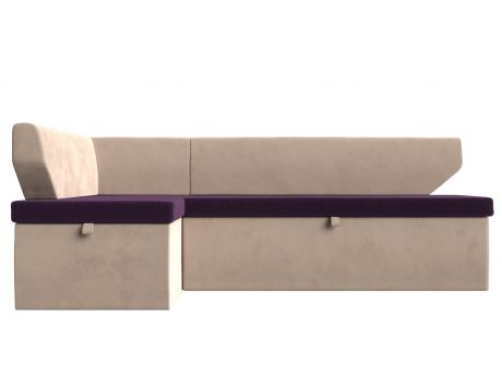 Кухонный угловой диван Омура Левый Фиолетовый, Бежевый, ЛДСП