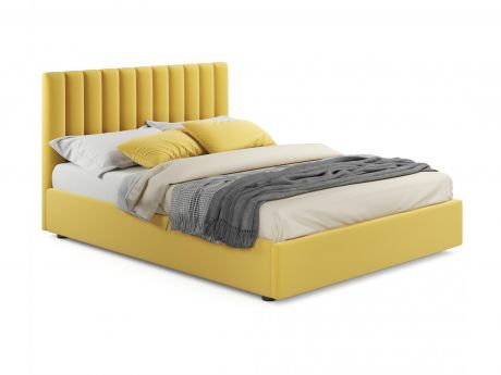 Мягкая кровать Olivia 1400 желтая с подъемным механизмом желтый
