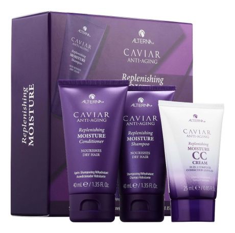 Набор для волос Caviar Anti-Aging Replenishing Moisture (шампунь с морским шелком 40мл + кондиционер с морским шелком 40мл + СС крем 25мл)
