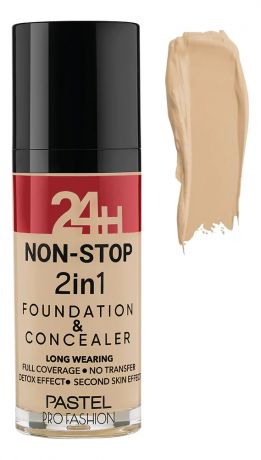 Тональная основа для лица 24H Non-Stop 2in1 Foundation & Concealer 30мл: 604 Vanilla