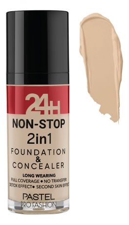 Тональная основа для лица 24H Non-Stop 2in1 Foundation & Concealer 30мл: 601 Cool