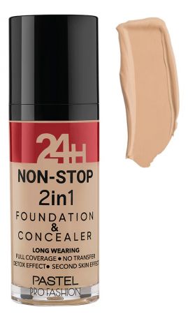 Тональная основа для лица 24H Non-Stop 2in1 Foundation & Concealer 30мл: 606 Warm